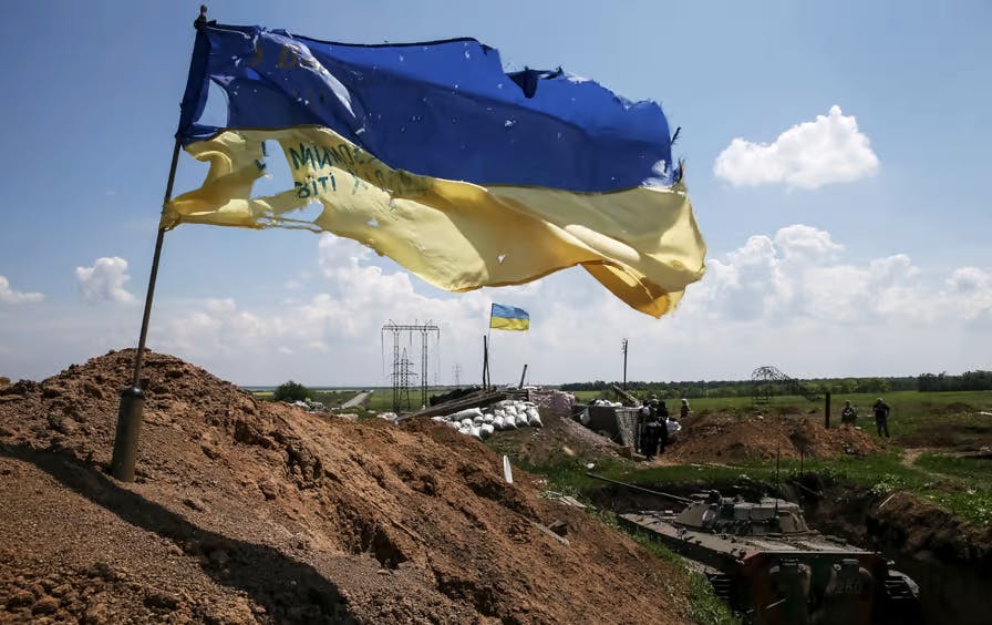 Image of Ukraine flag flying